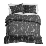 Juego de ropa de cama con manta terapéutica gris oscuro con ramas blancas