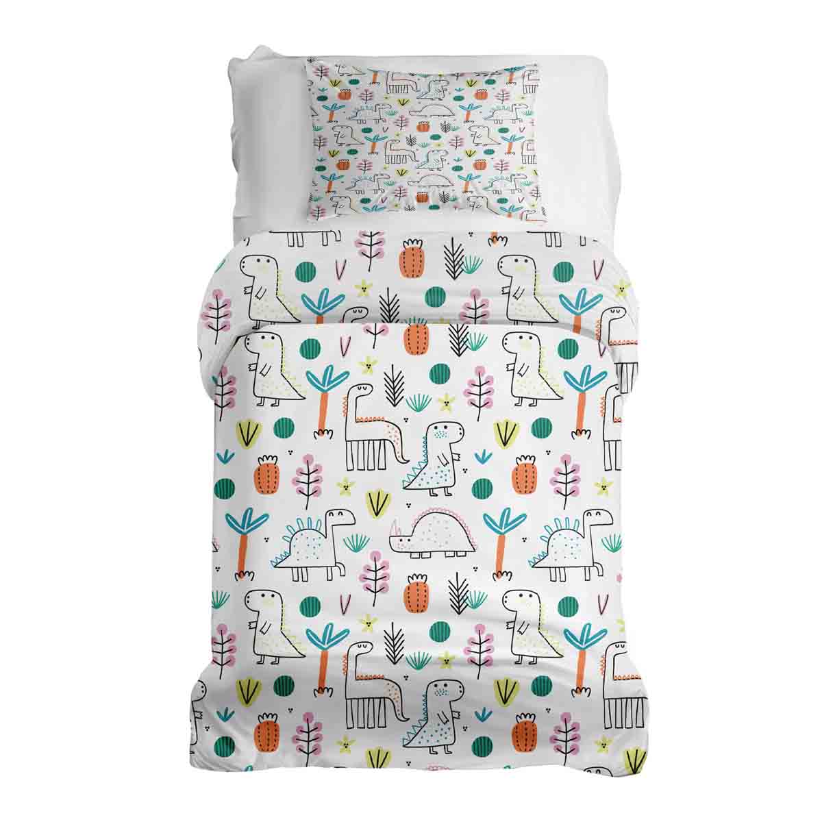 Set de ropa de cama con mantas terapéuticas y dinosaurios coloridos