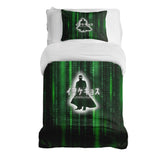 Set de ropa de cama con manta terapéutica código numérico verde