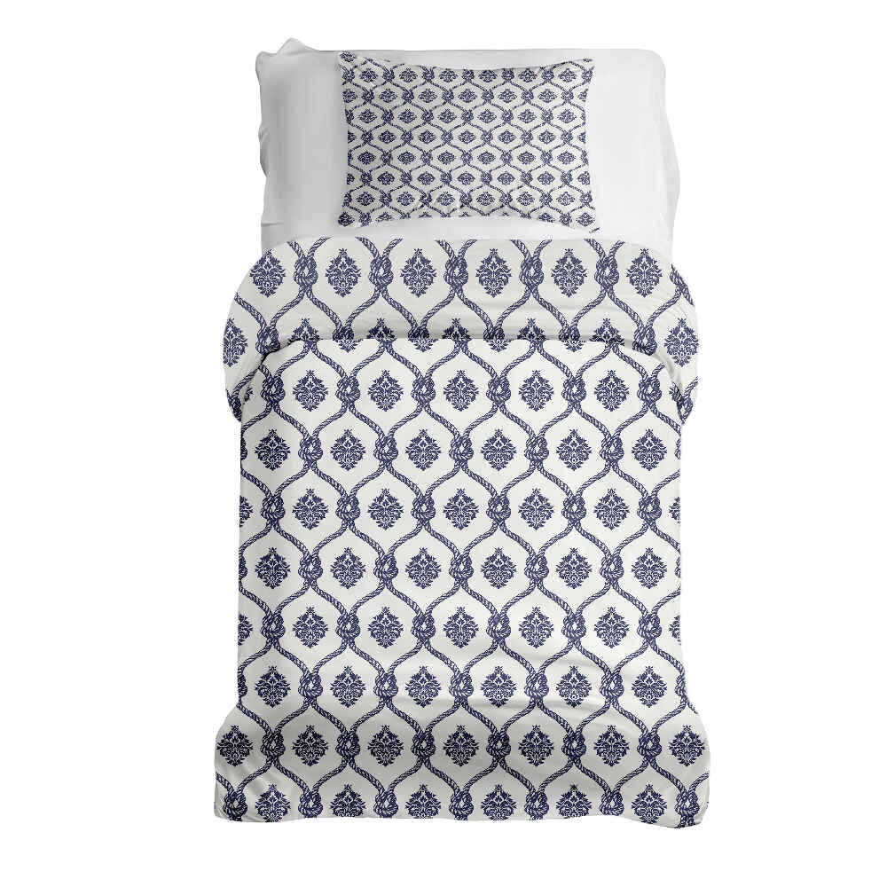 Set de ropa de cama con manta terapéutica patrón marinero azul