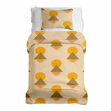 Set de ropa de cama con mantas terapéuticas y formas amarillas