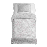 Set de ropa de cama con mantas terapéuticas y hojas de palma grises