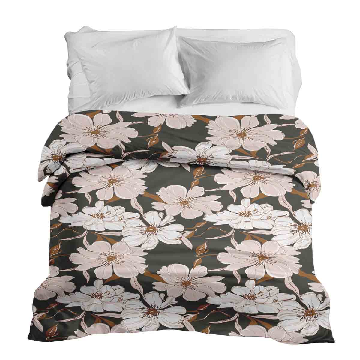 Manta terapéutica original - Funda de algodón con flores de áster rosa