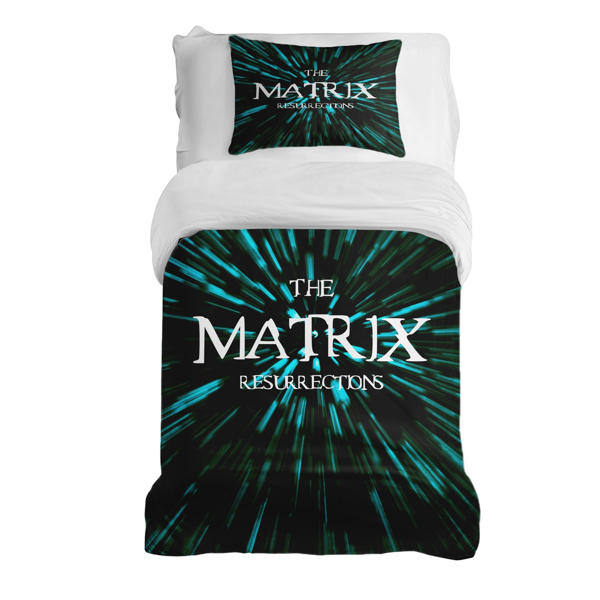 Juego de ropa de cama con manta terapéutica y inscripción The Matrix