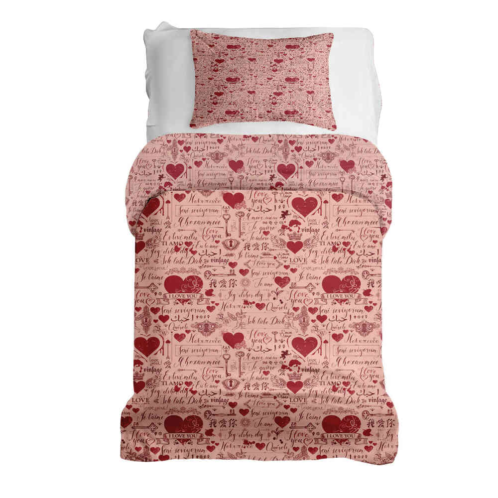 Set de ropa de cama con manta terapéutica rosa Te amo