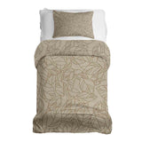 Juego de ropa de cama con manta terapéutica beige con forma de hoja negra
