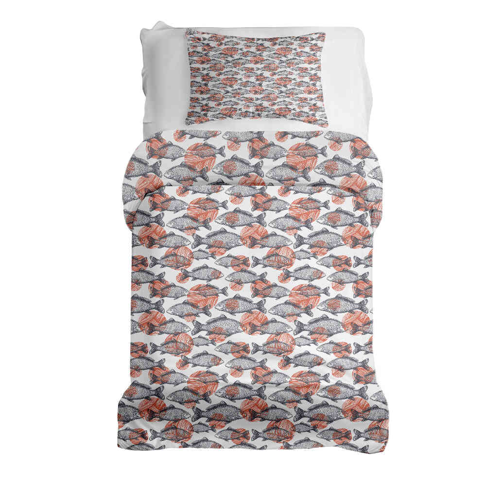 Set de ropa de cama con manta terapéutica peces grises