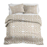 Juego de ropa de cama con mantas terapéuticas beige con formas