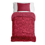 Set de ropa de cama con manta terapéutica rojo con motivo de corazón rosa