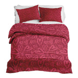 Set de ropa de cama con manta terapéutica rojo con motivo de corazón rosa
