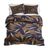 Set de ropa de cama con manta terapéutica marrón con hojas azules
