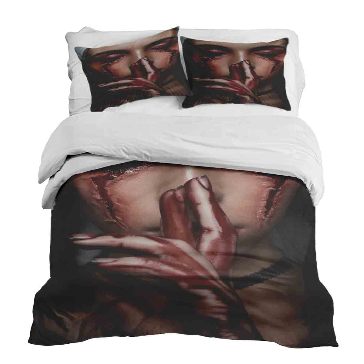 Set de ropa de cama con manta terapéutica Halloween cara