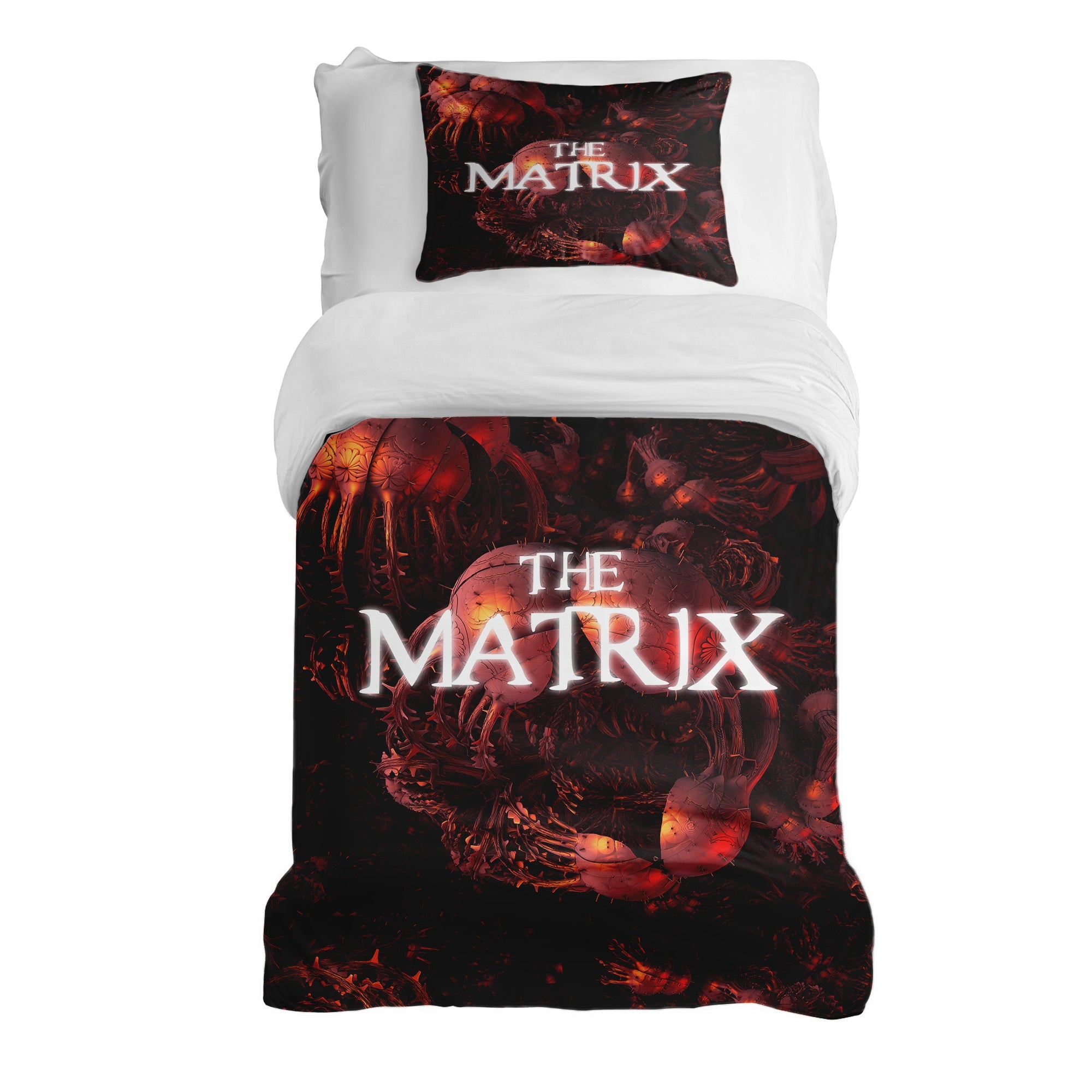 Set de ropa de cama con manta terapéutica roja con inscripción The Matrix