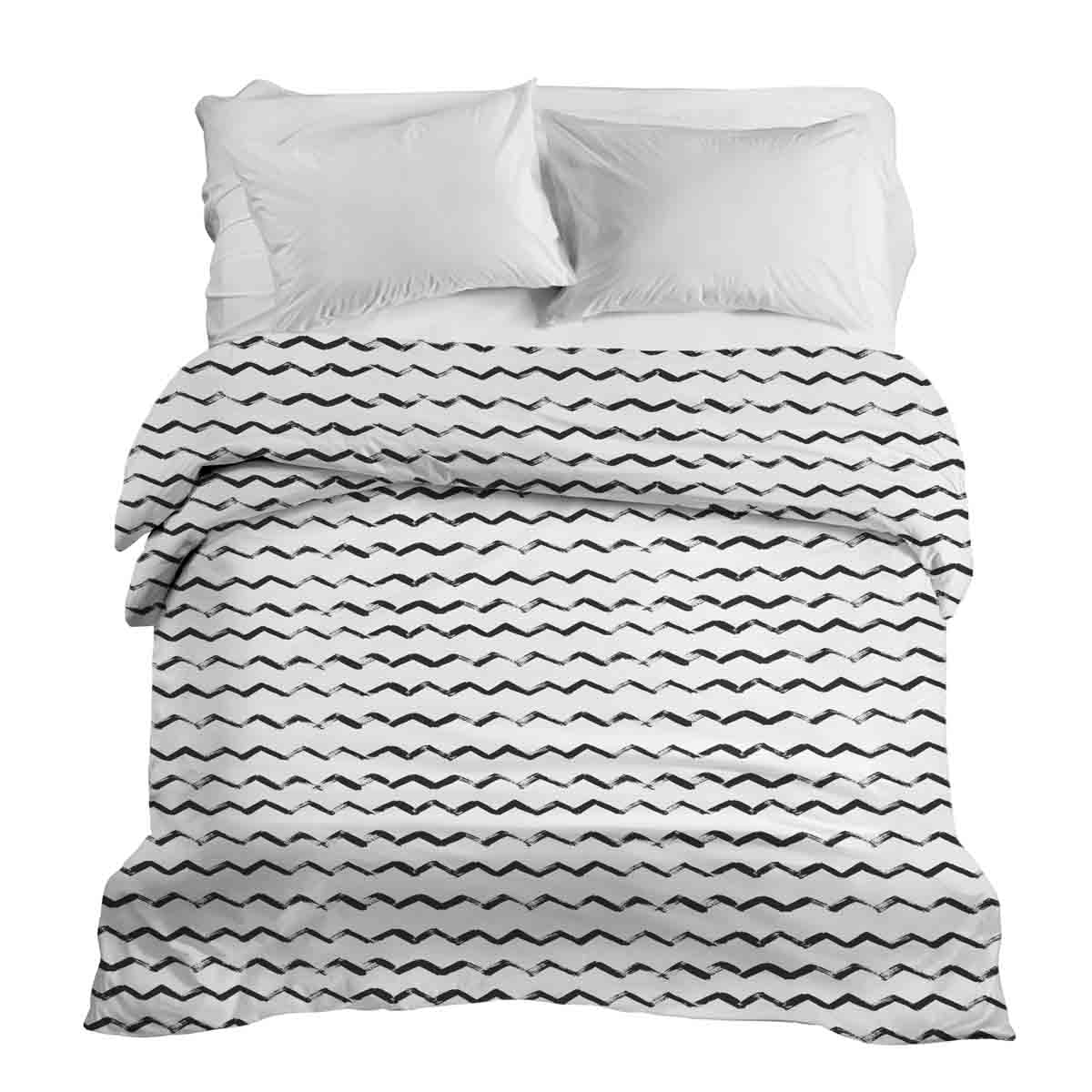 Manta terapéutica original - Funda de algodón blanca con zigzag