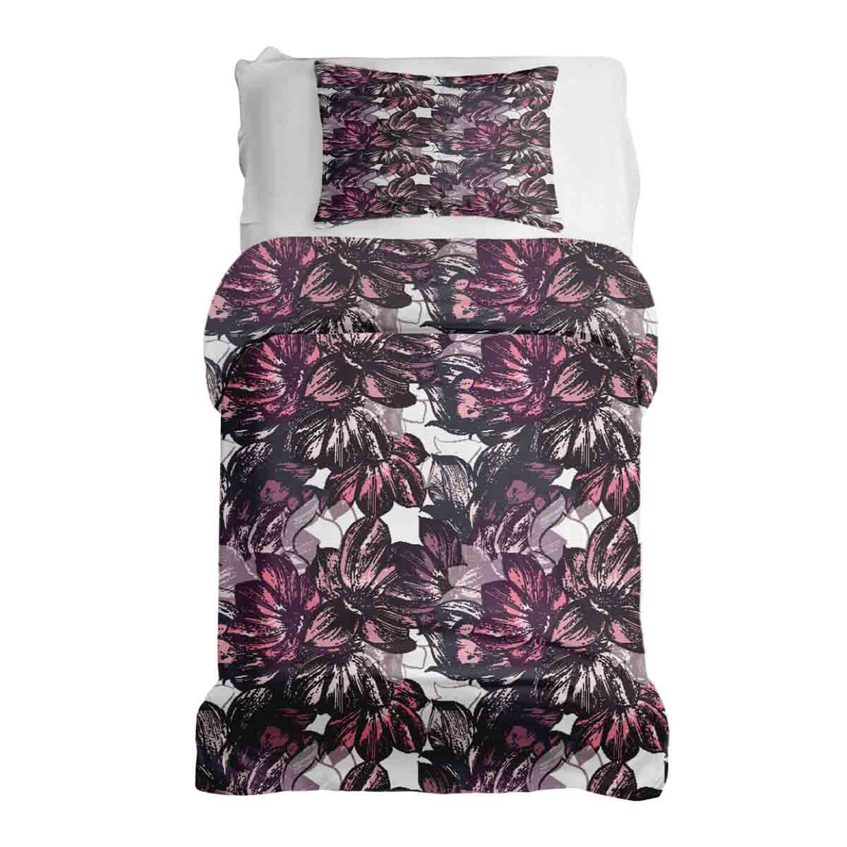 Set de ropa de cama con manta terapéutica y mar de flores moradas