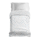 Manta terapéutica original - Funda de algodón blanca con pequeñas formas azules
