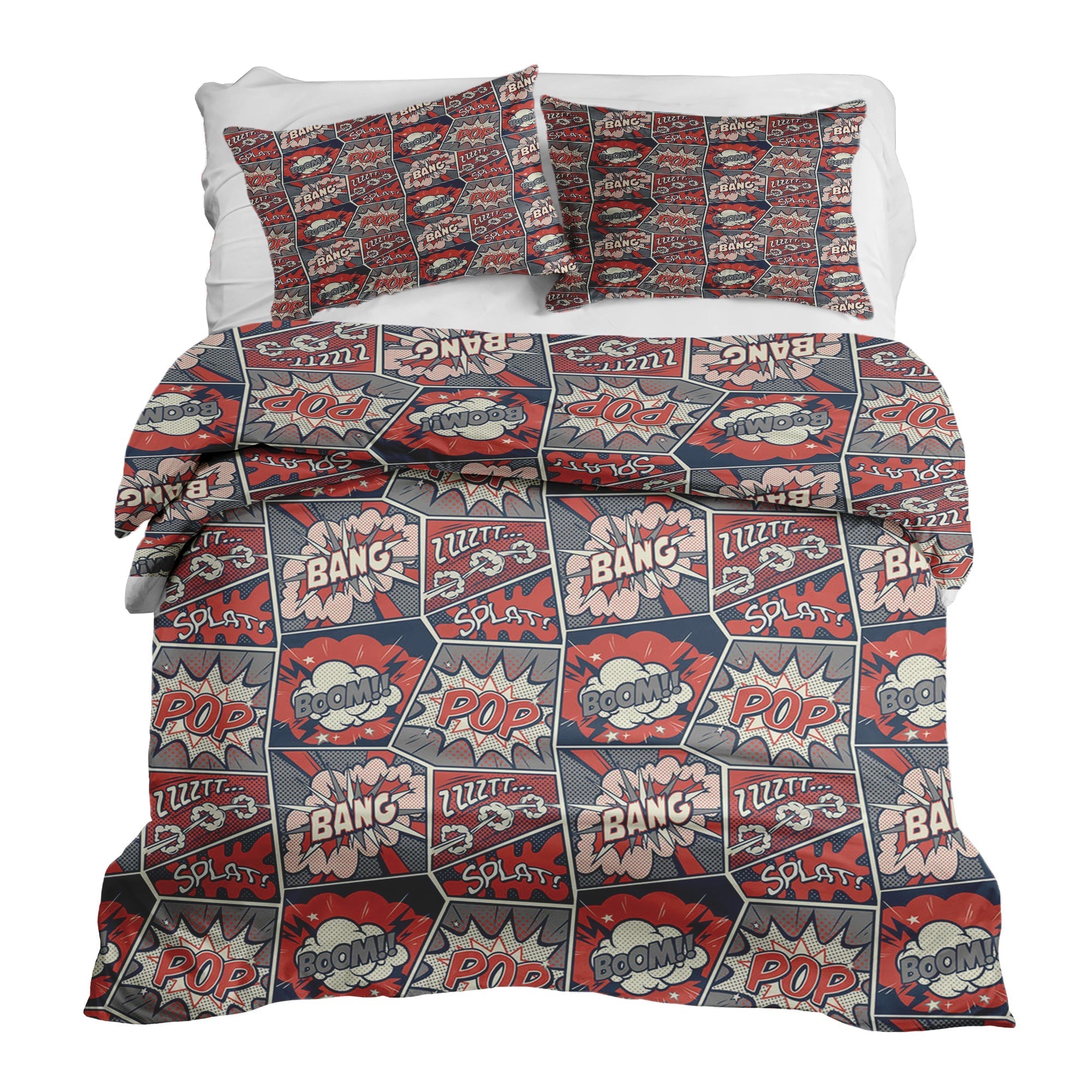 Set de ropa de cama con manta terapéutica rojo con cómic