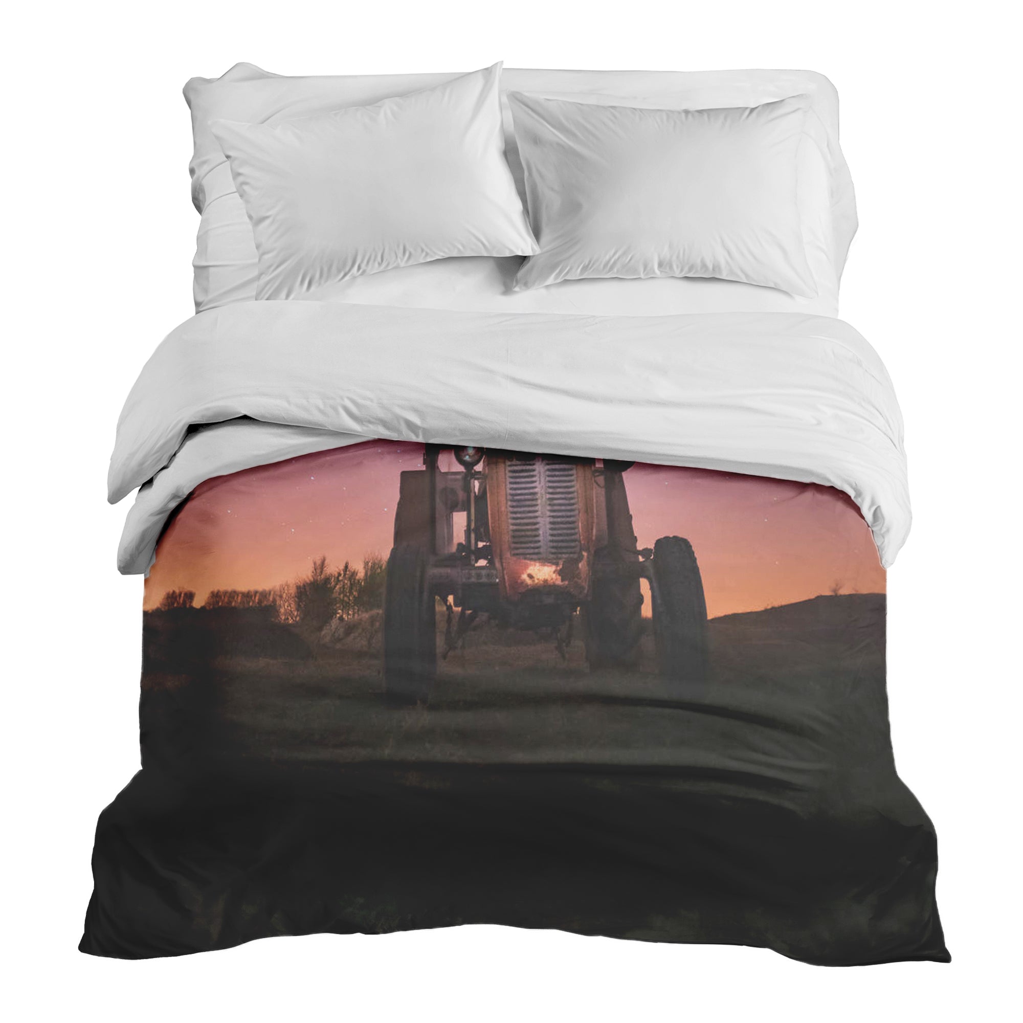 Manta terapéutica original - Funda de algodón lila con tractor