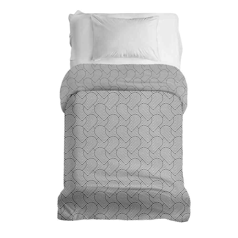 Manta terapéutica original - Funda de algodón gris con corazones geométricos