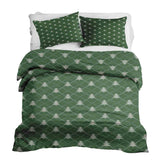 Set de ropa de cama con mantas terapéuticas verde con abetos