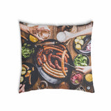 Almohada de salud con plato de salchichas