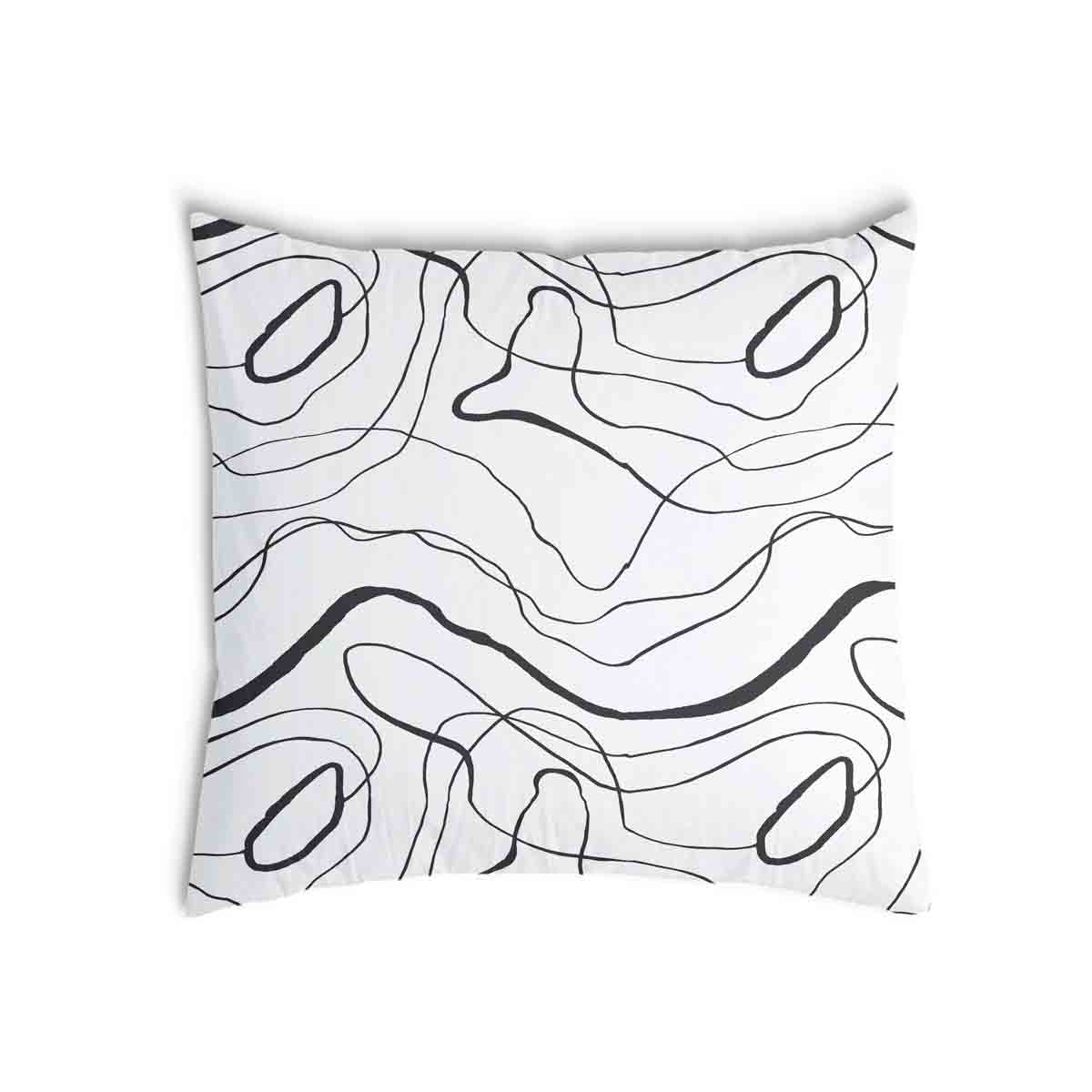 Almohada de salud con líneas serpenteantes negras