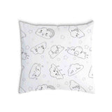 Almohada de salud blanca con nubes divertidas