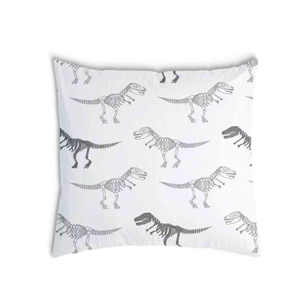 Almohada de salud blanca con esqueleto de dinosaurio