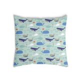 Almohada de salud verde con ballenas