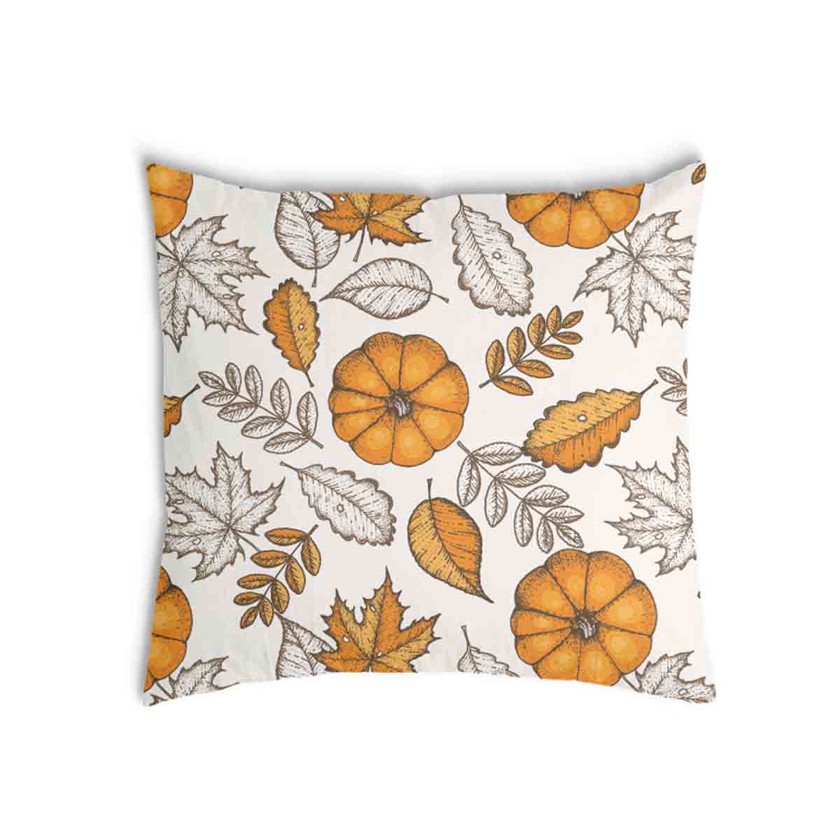 Almohada de salud blanca con hoja y calabaza