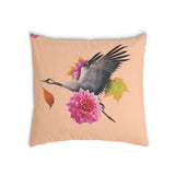 Almohada de salud naranja con grulla