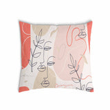 Almohada de salud beige con rostro abstracto