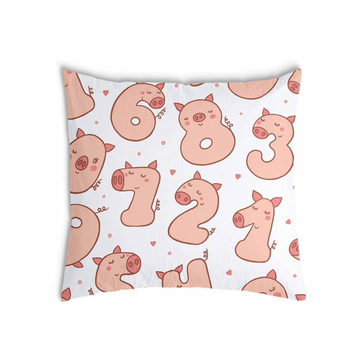 Almohada de salud blanca con números y cerdos