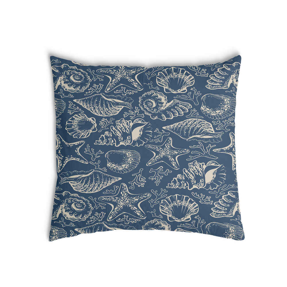 Almohada de salud azul con conchas