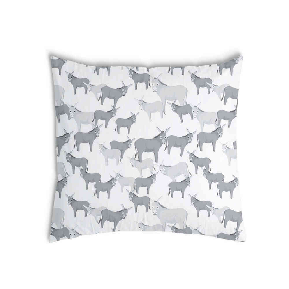 Almohada de salud gris con burros