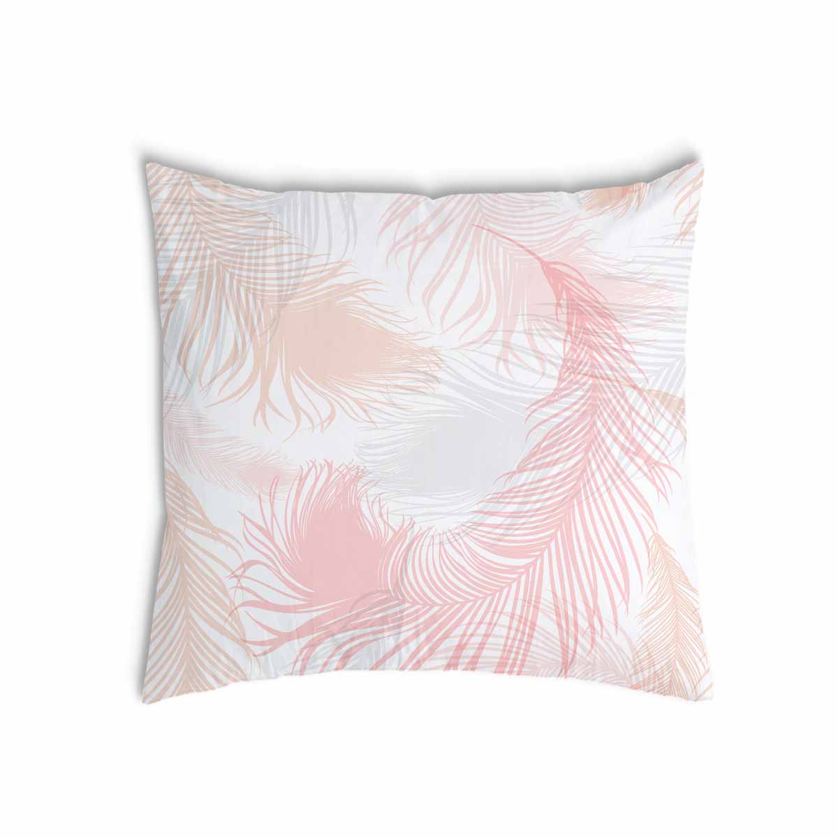 Almohada de salud blanca con plumas rosas