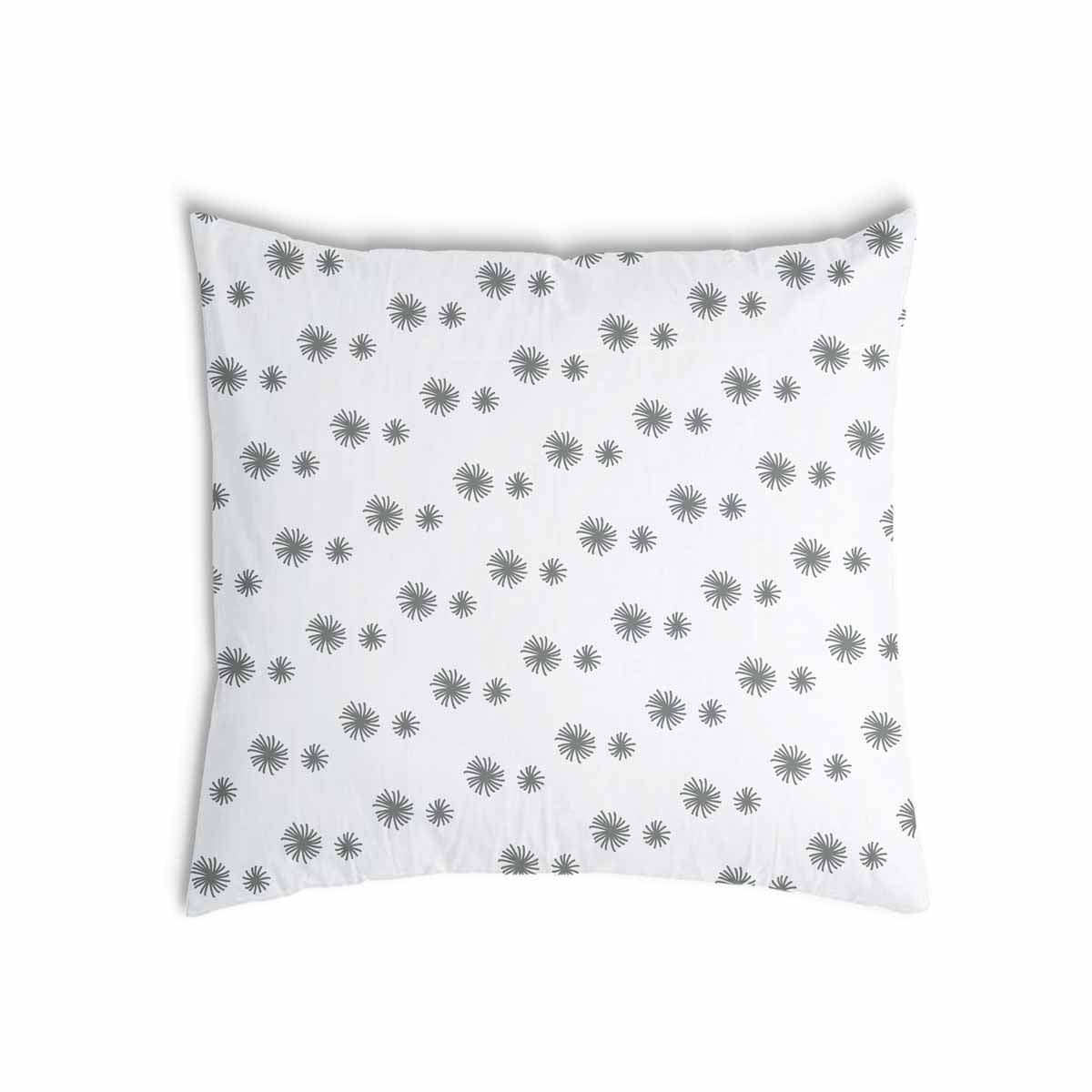 Almohada de salud blanca con borlas grises