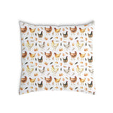 Almohada de salud blanca con gallinas