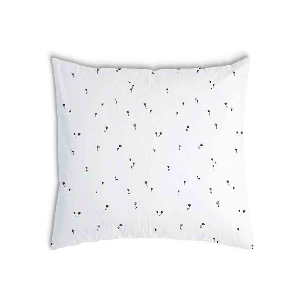 Almohada de salud blanca con dientes de león negros
