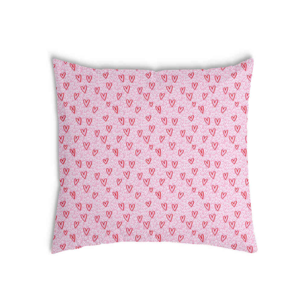 Almohada de salud rosa con corazones rojos
