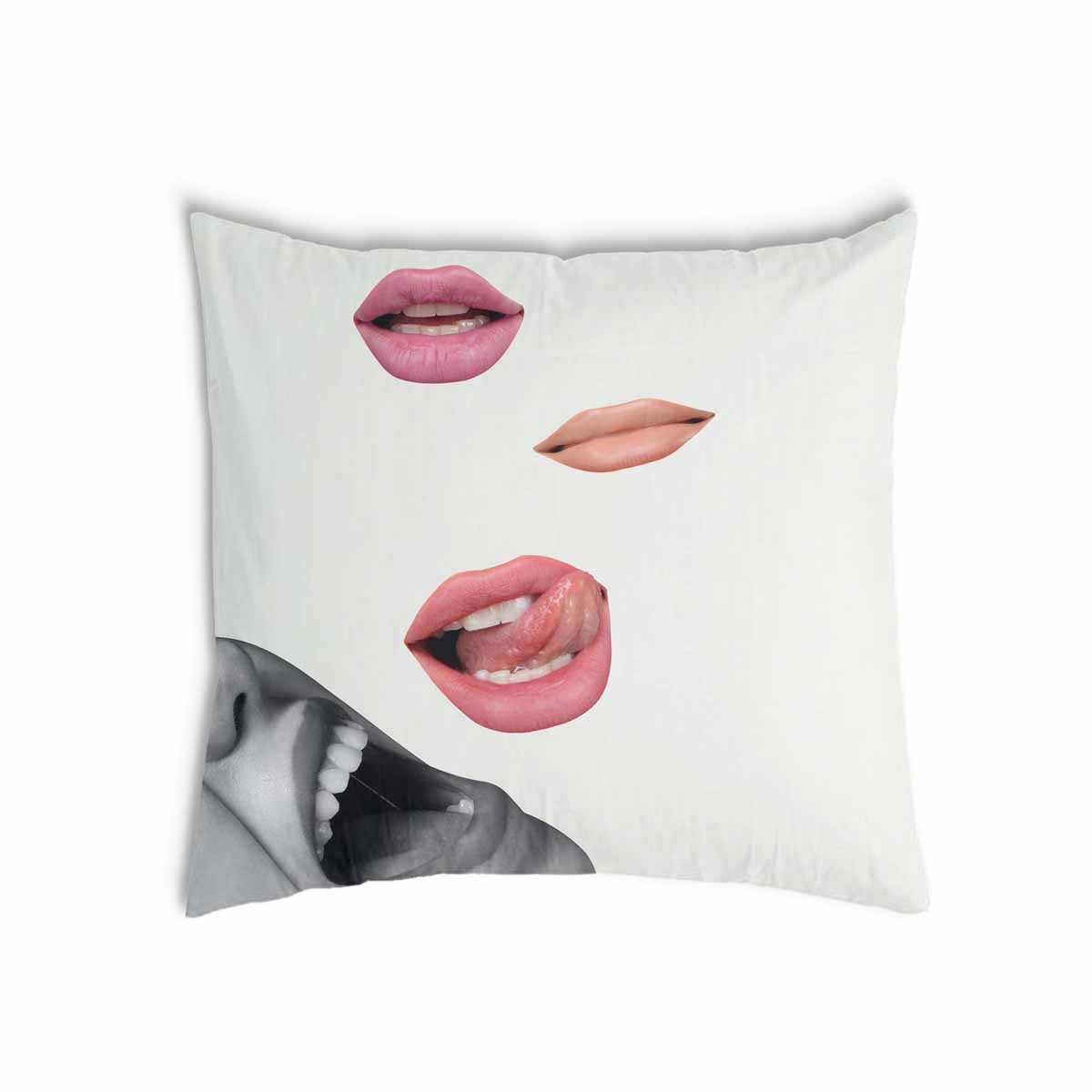Almohada de salud blanca con labios