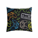 Almohada de salud negra con consolas de juegos