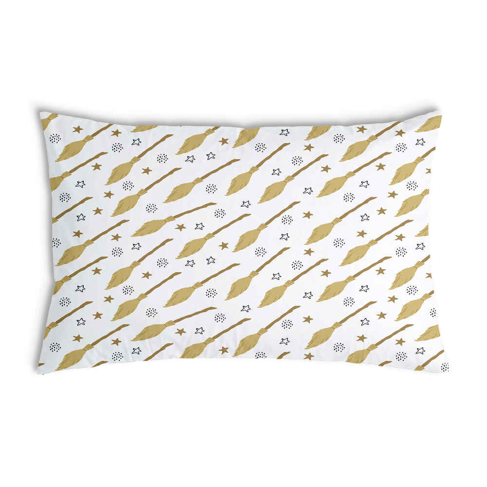 Almohada de salud blanca con la escoba de Harry