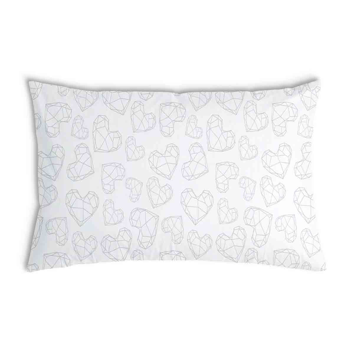 Almohada de salud blanca con corazones geométricos