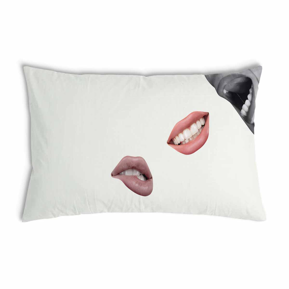 Almohada de salud blanca con labios