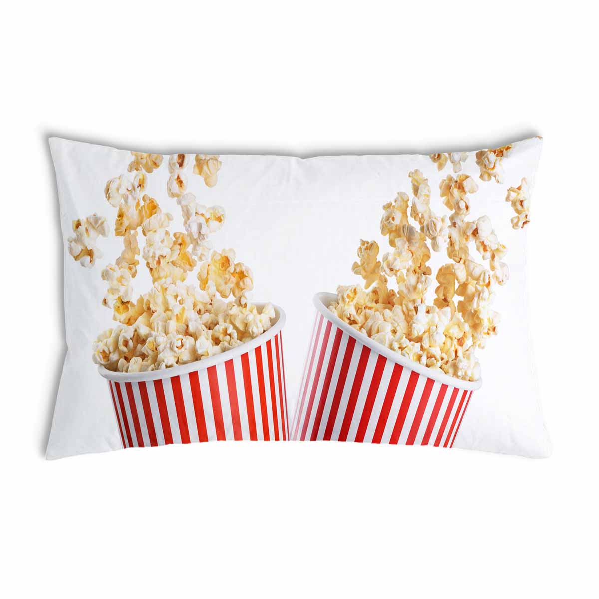 Almohada de salud blanca con palomitas de maíz