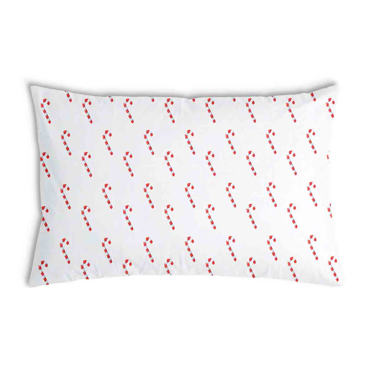 Almohada de salud blanca con bastones de caramelo