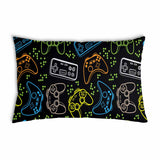 Almohada de salud negra con consolas de juegos
