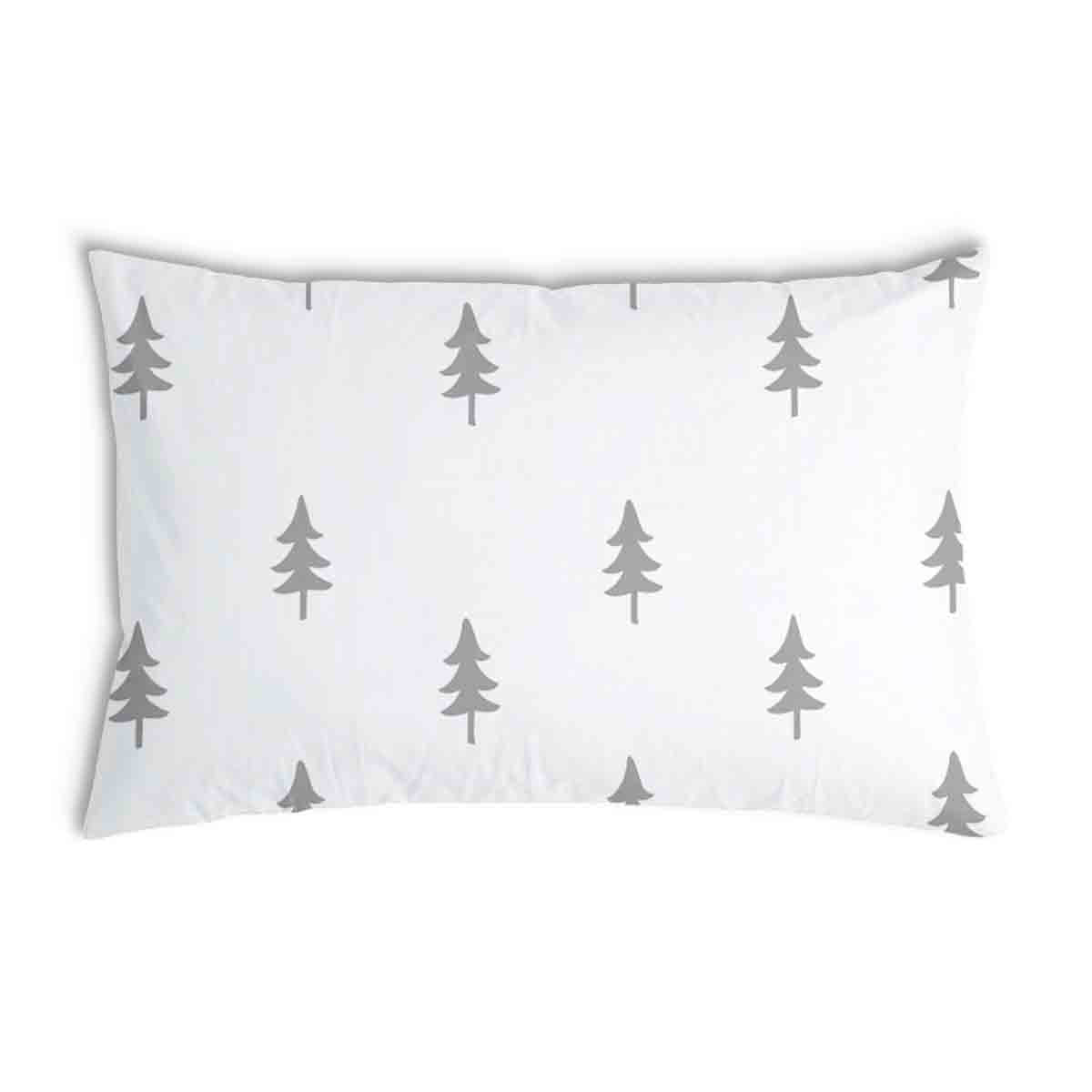 Almohada de salud blanca con abetos grises