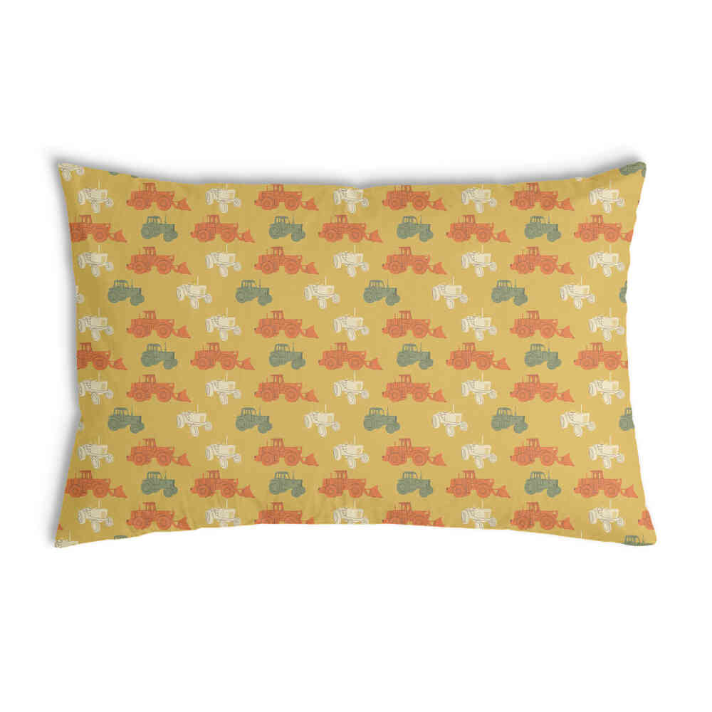 Almohada de salud naranja con tractores